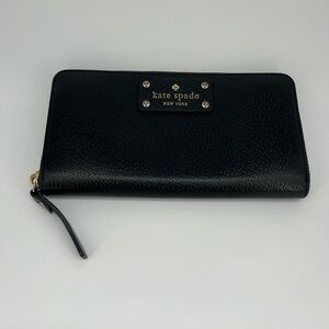 Kate Spade New York Black Leather Zip Around Wallet